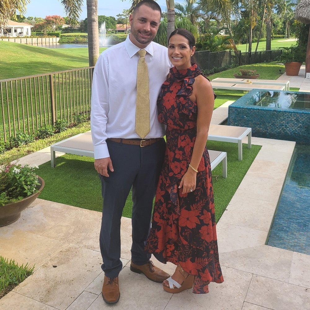 Pretty Little Things Navy and Burnt Orange Maxi